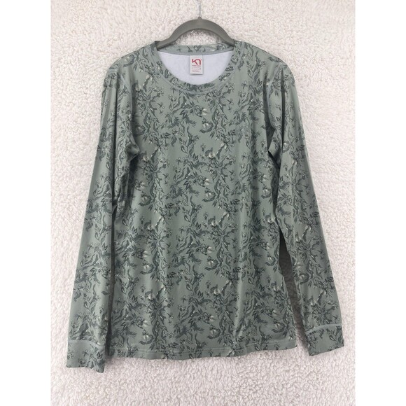 Kari Traa Fryd Baselayer Shirt Size L Floral Performance Outdoor Sage Green - Picture 1 of 8